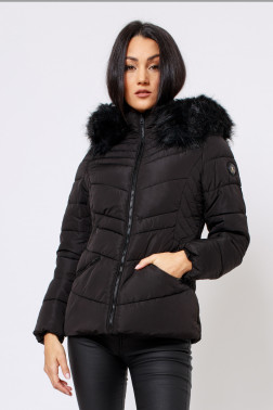  AMNESIA Short coat with fur hood