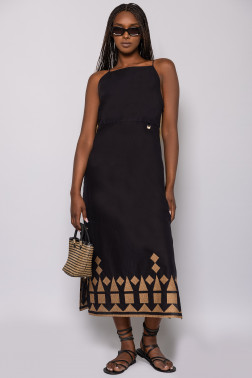 AMNESIA Boma ruha fekete/bronz hímzett