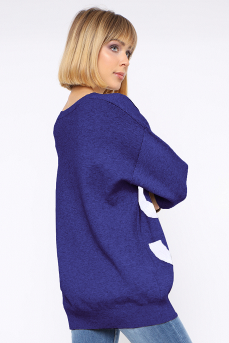 AMNESIA Hosszított pulóver kék-1