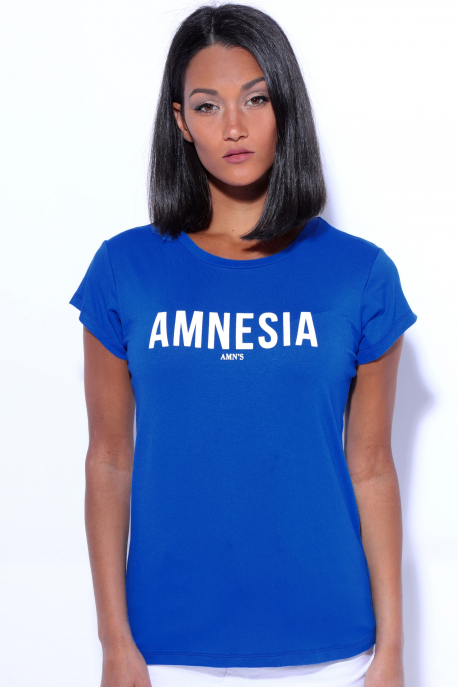 AMNESIA T-póló nyomott kék