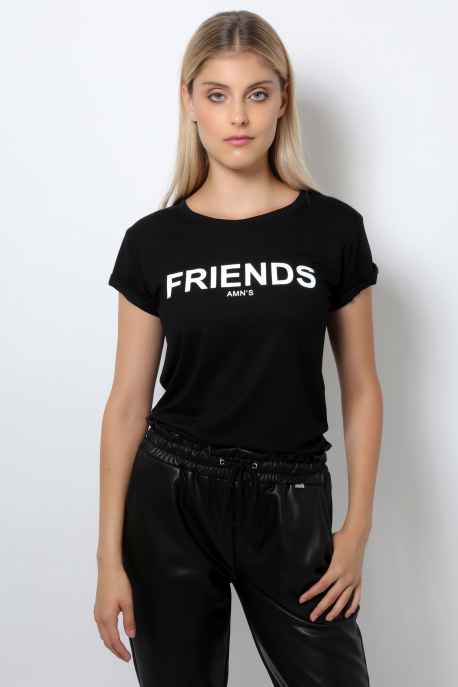 AMNESIA T-póló filmnyomott fekete/friends