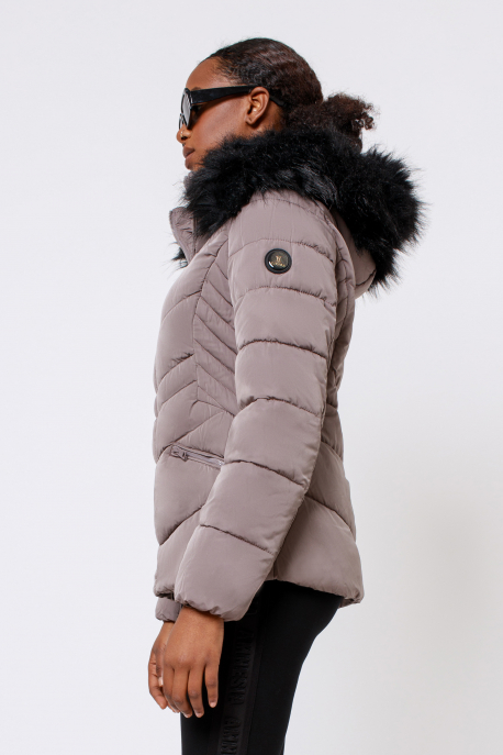  AMNESIA Short coat with fur hood