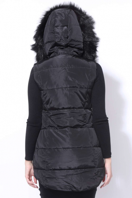 AMNESIA back long vest with fur