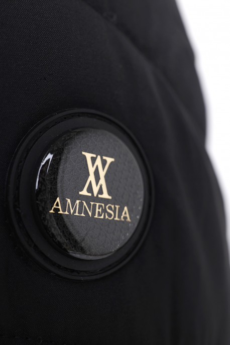 AMNESIA Oldalt filmnyomott kapucnis kabát fekete-8