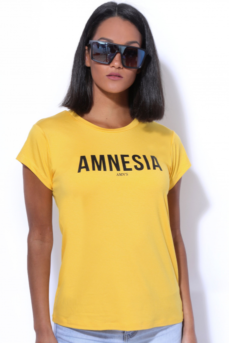 AMNESIA T-póló nyomott sárga