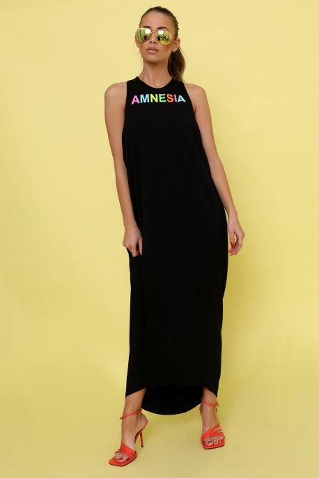 AMNESIA Ricell ruha+ top fekete/uv narancs