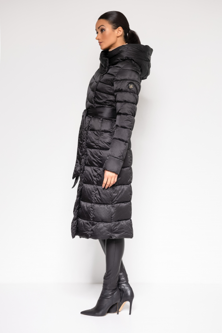 AMNESIA Ferde zippes kapucnis hosszú kabát fekete-1