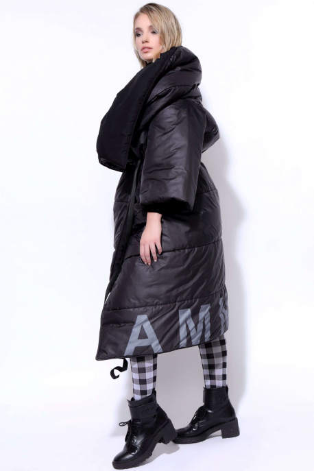 AMNESIA NOLCHA Fekete hosszú kabát-1