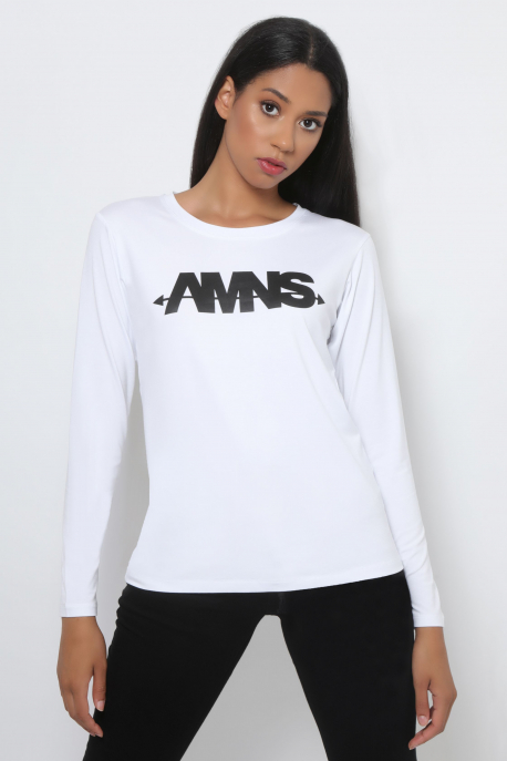 AMNESIA T-póló hosszú ujjú fehér/AMNS