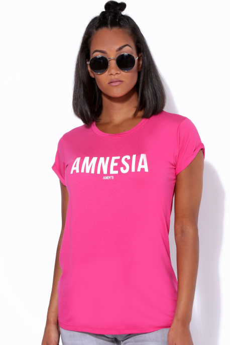 AMNESIA T-póló nyomott rózsaszín