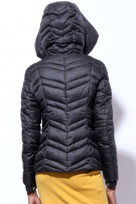  AMNESIA Zipper hooded short jacket