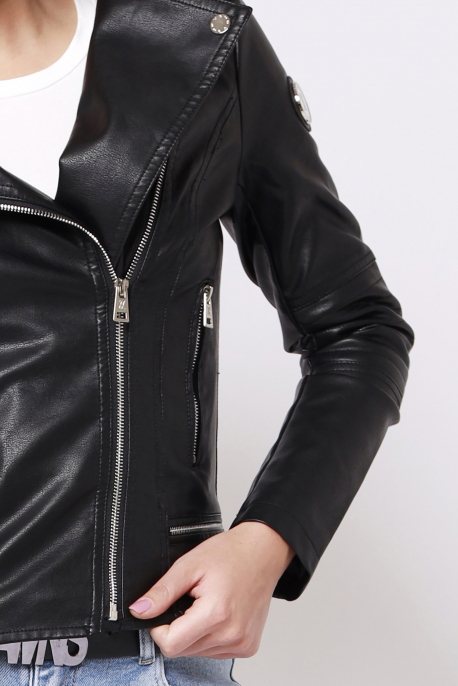 AMNESIA Oblique zipped leather jacket