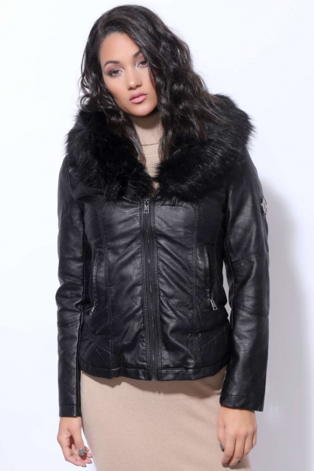  AMNESIA Fur vegan leather jacket