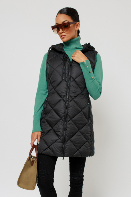  AMNESIA Quilted hooded long vest