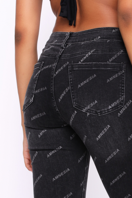  AMNESIA Jeans with writing