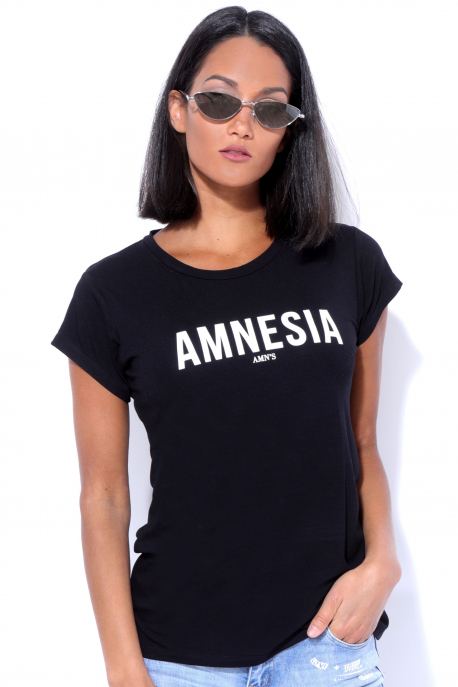 AMNESIA T-póló nyomott fekete