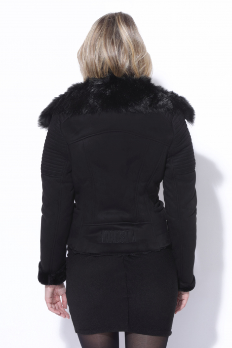  AMNESIA zipped short fur coat