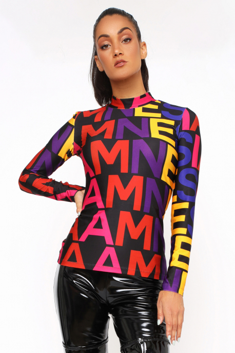  AMNESIA Mambo top with letters
