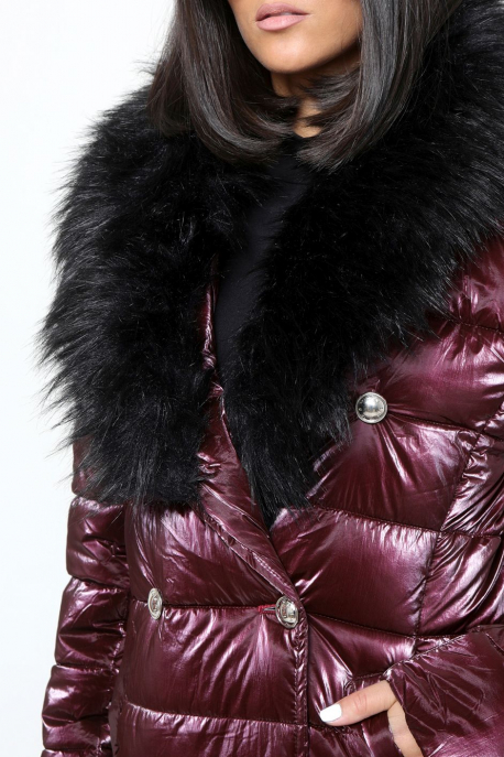  AMNESIA Coat with fur collar and zipped sleeves