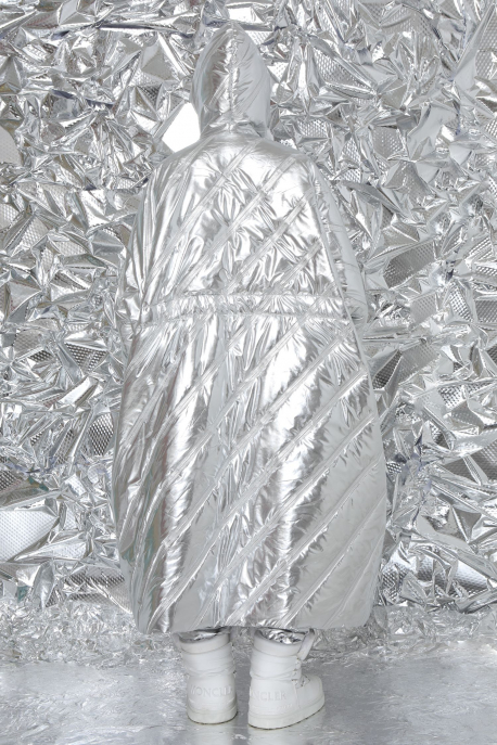 AMNESIA Deloron steppelt kabát ezüst-5