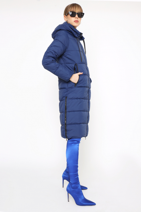AMNESIA Oldalt zippes kabát kék-2