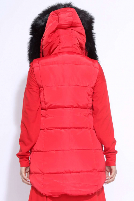  AMNESIA back long vest with fur