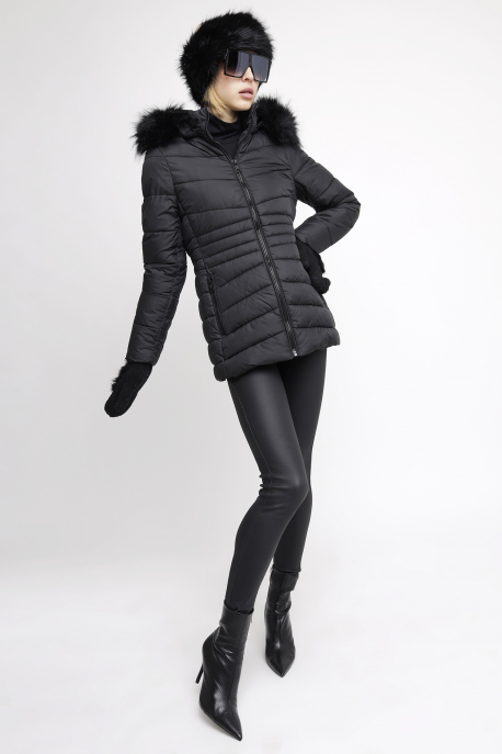  AMNESIA Fur hooded short jacket