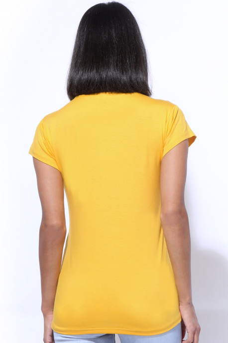 AMNESIA T-póló nyomott sárga-2