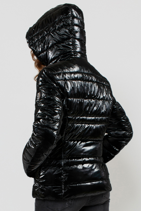 AMNESIA Fényes kabát fekete-2